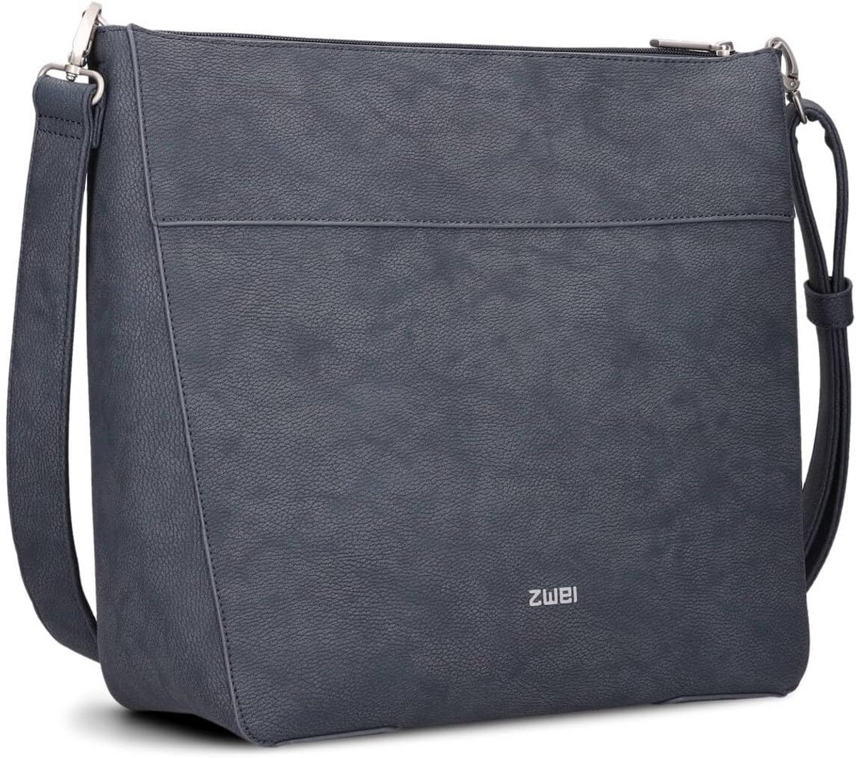 Ruime dames schoudertas en shopper met lange riem en organistie