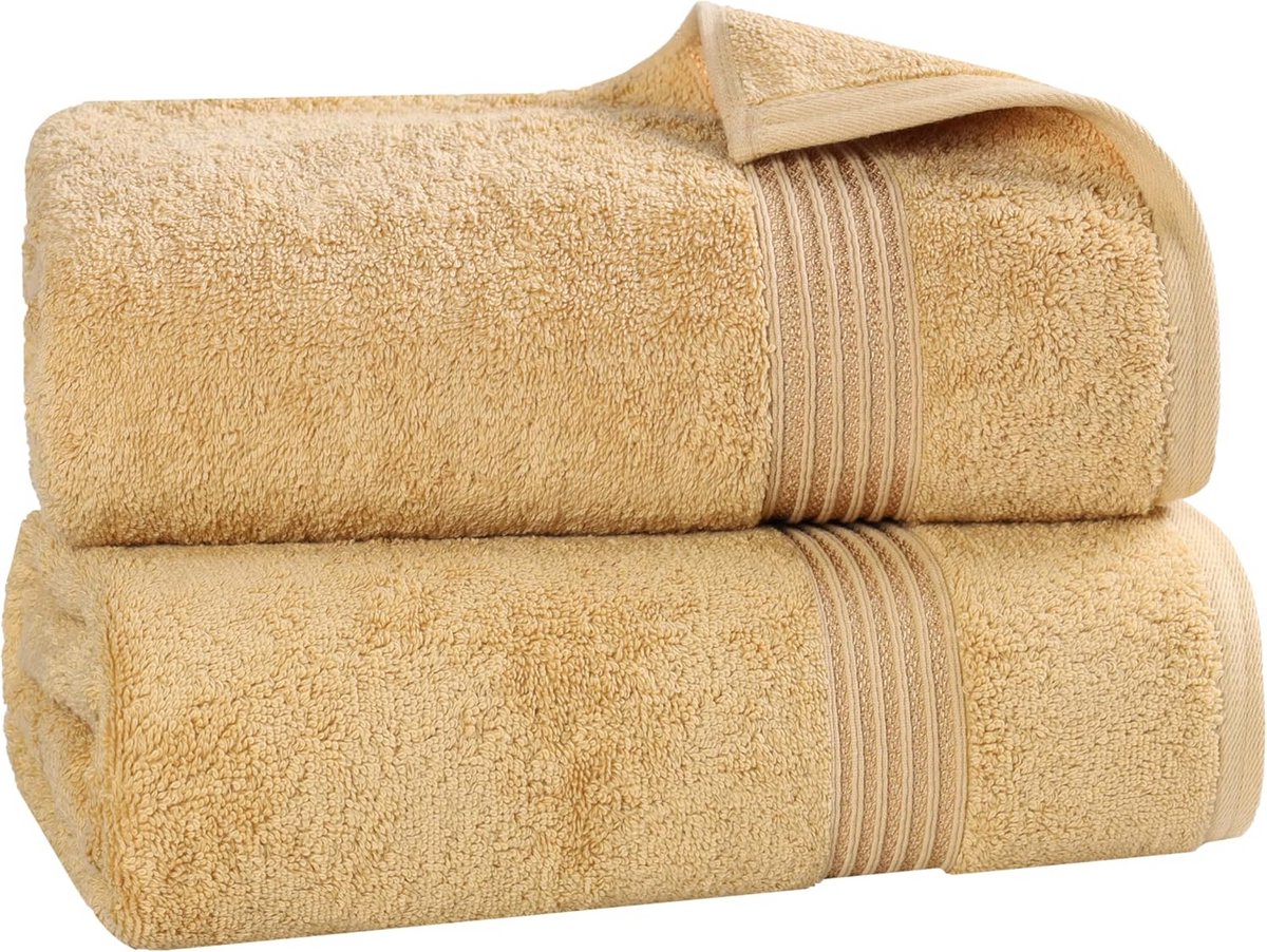 Luxe Badhanddoeken Set Katoen Goud - Extra Grote Badlakens (2 stuks)