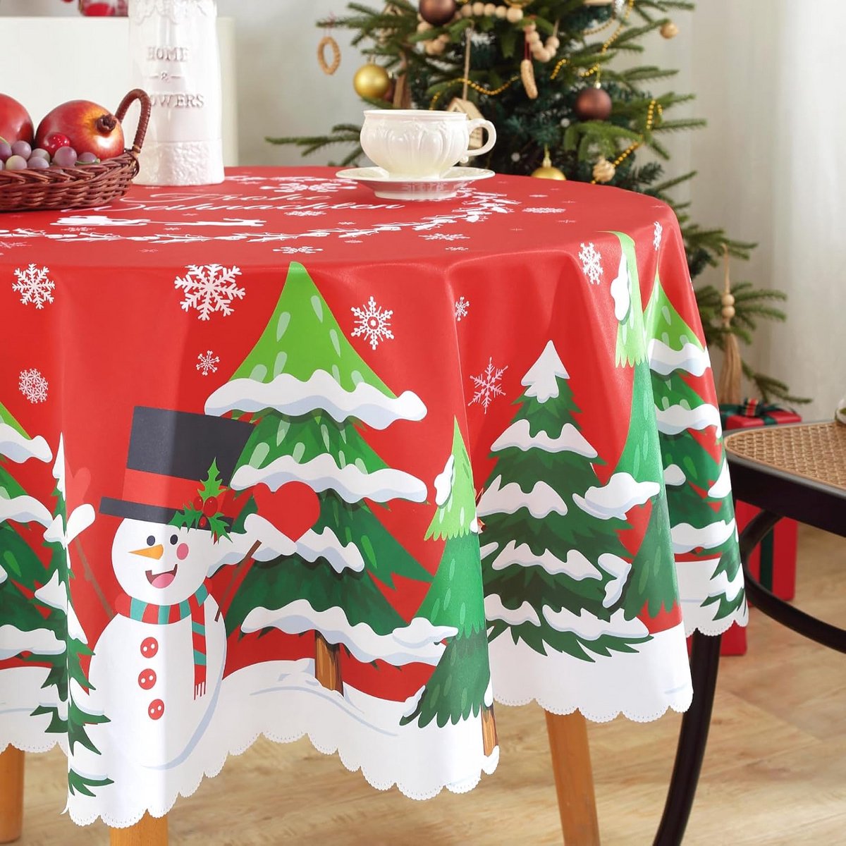 Rond Kerst Tafelkleed 150 cm - Waterdicht, Vlekbestendig en Wasbaar voor Eettafel