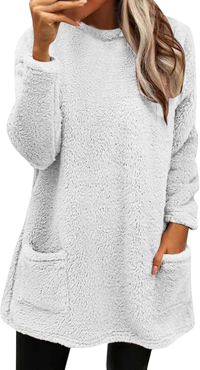 Dames Fleece Hoodie Trui Oversized Teddy Fleece Trui Warm en Comfortabel