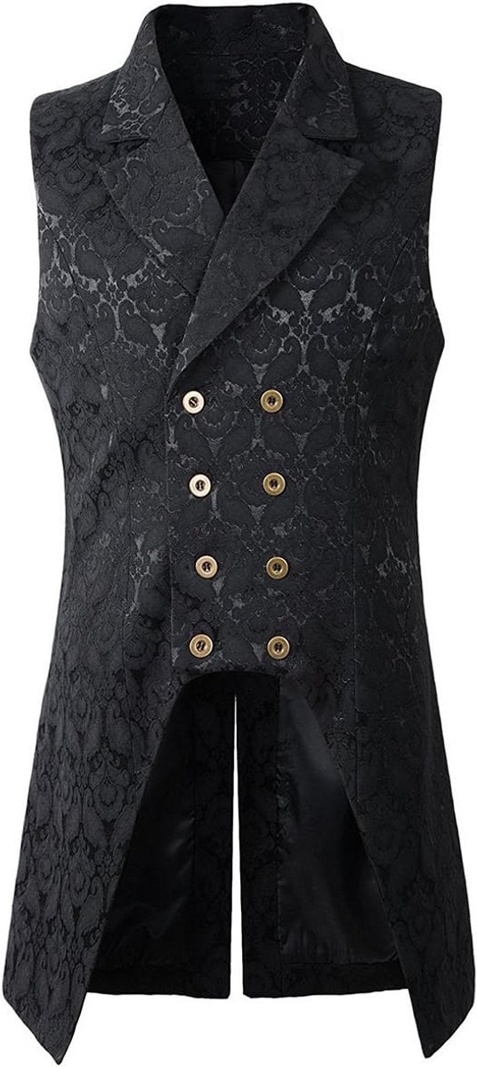 Gothic Steampunk Heren Rokjas Dubbelst Amerikaans Kostuum Vest