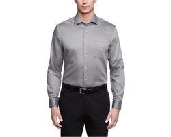 Strijkvrije Heren Overhemd Lange Mouw Stretch Katoen Grijs