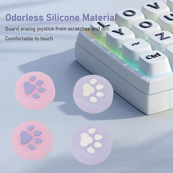 4x Siliconen Joystick Grips Kattenpootjes voor Switch, Lite en OLED - Antislip Thumbstick Covers — afbeelding 3