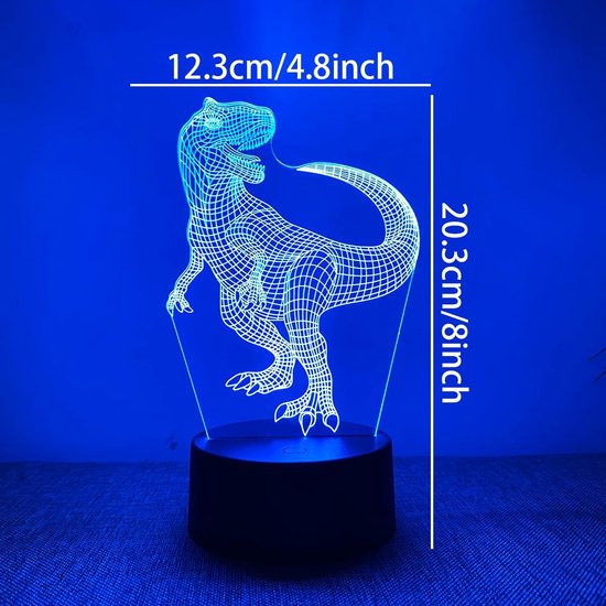 3D Dinosaurus Nachtlampje voor Kinderkamer met 16 Kleuren — afbeelding 2