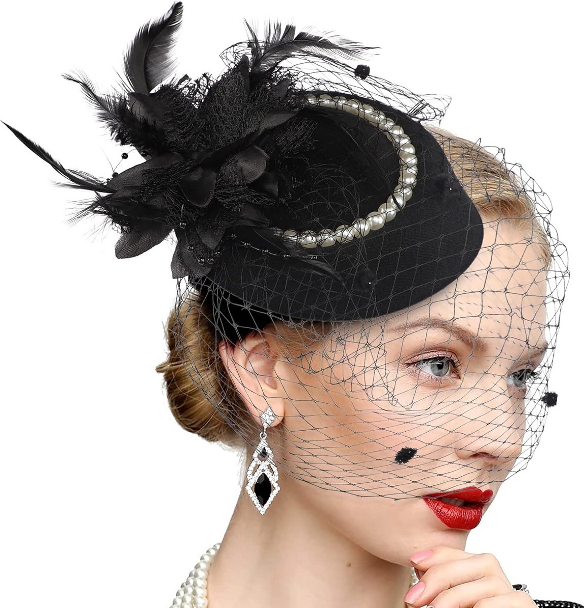 Elegante Fascinator Hoedje met Haarclip en Veil voor Feestjes en Bruiloften