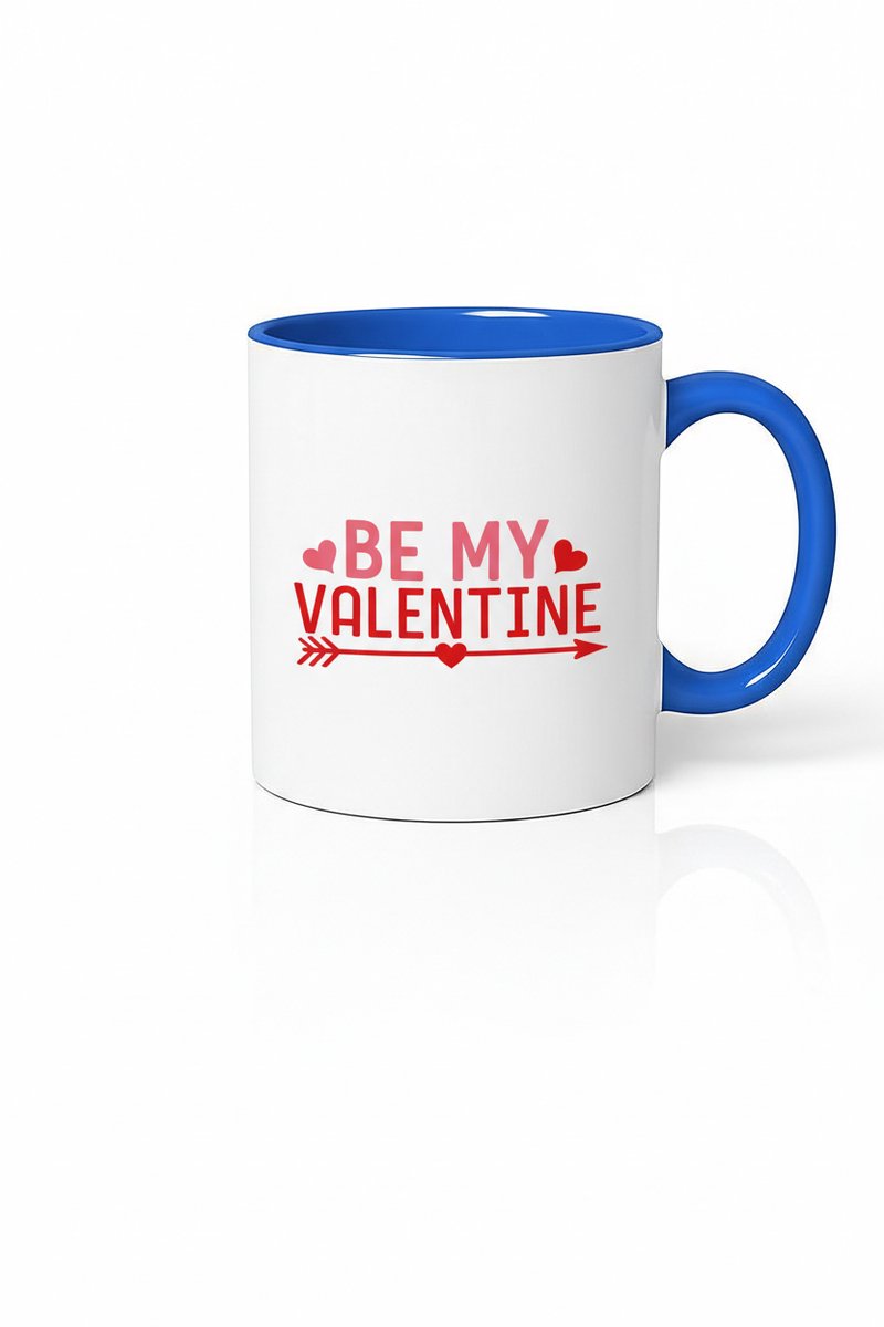 Be My Valentine Mok - Blauw/Wit Keramische Valentijnsdag Beker met Liefdesdesign