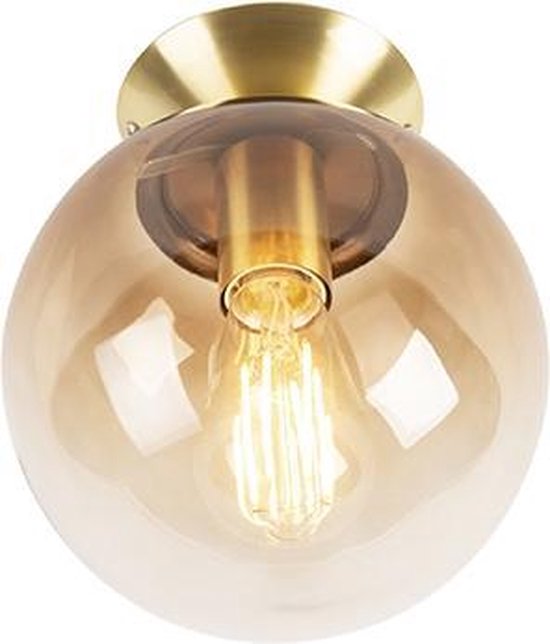 QAZQA pallon - Art Deco Plafondlamp - 1 lichts - Ø 200 mm - Goud/messing -  Woonkamer... | bol.com