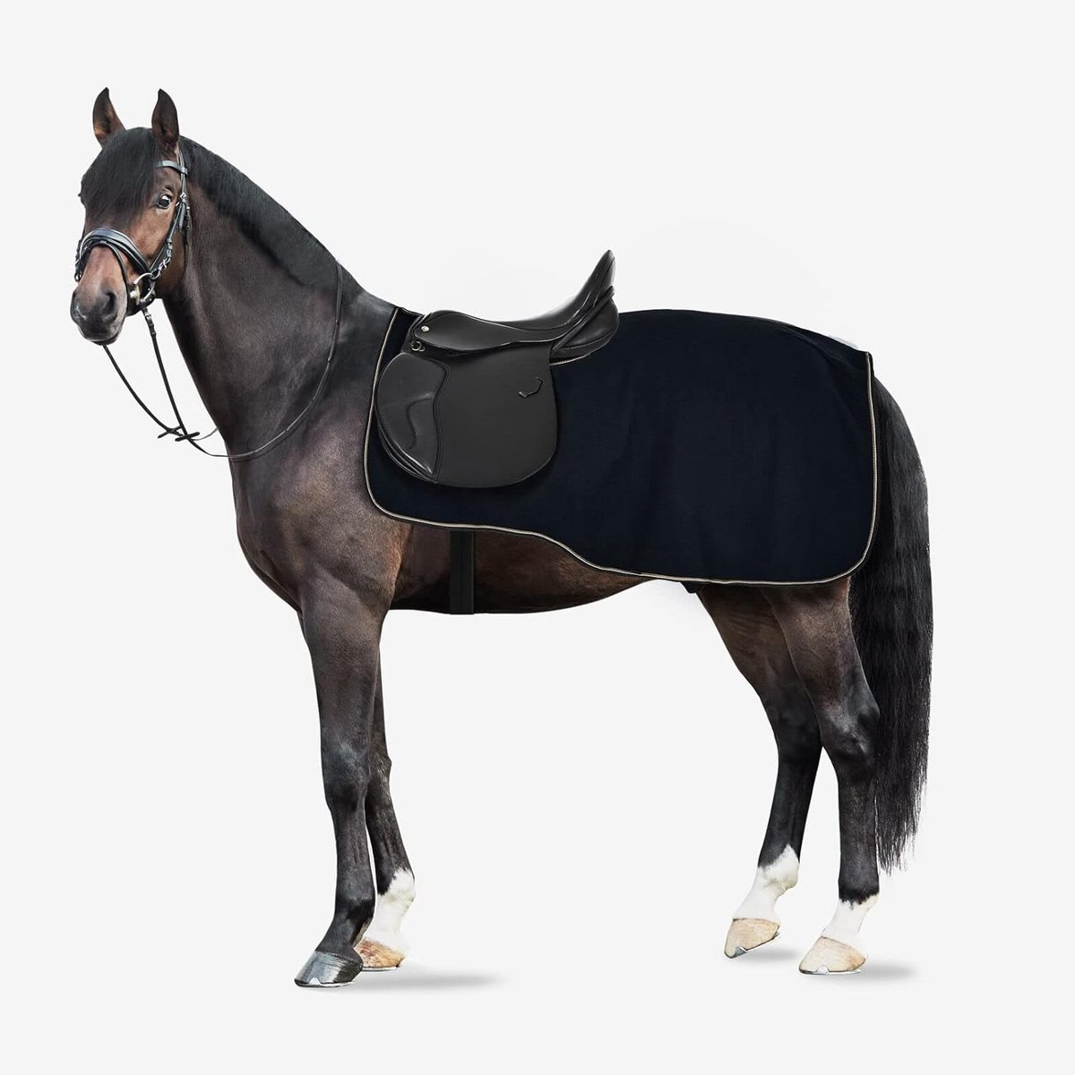Fleece Paardendeken voor Uitrijden en Training, Blauw, Maat 125