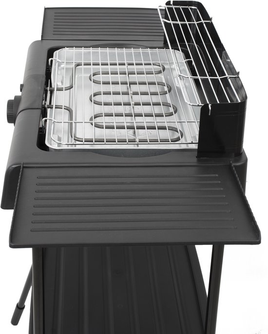 Zilan Staande Elektrische Barbecue - 2400W BBQ met Waterbak, Windscherm & 2 Zijtafels - In Hoogte Verstelbaar Grillrooster van Merkloos — afbeelding 5