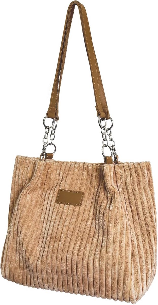 Grote Corduroy Tas voor Dames - Casual Schoudertas voor Dagelijks Gebruik