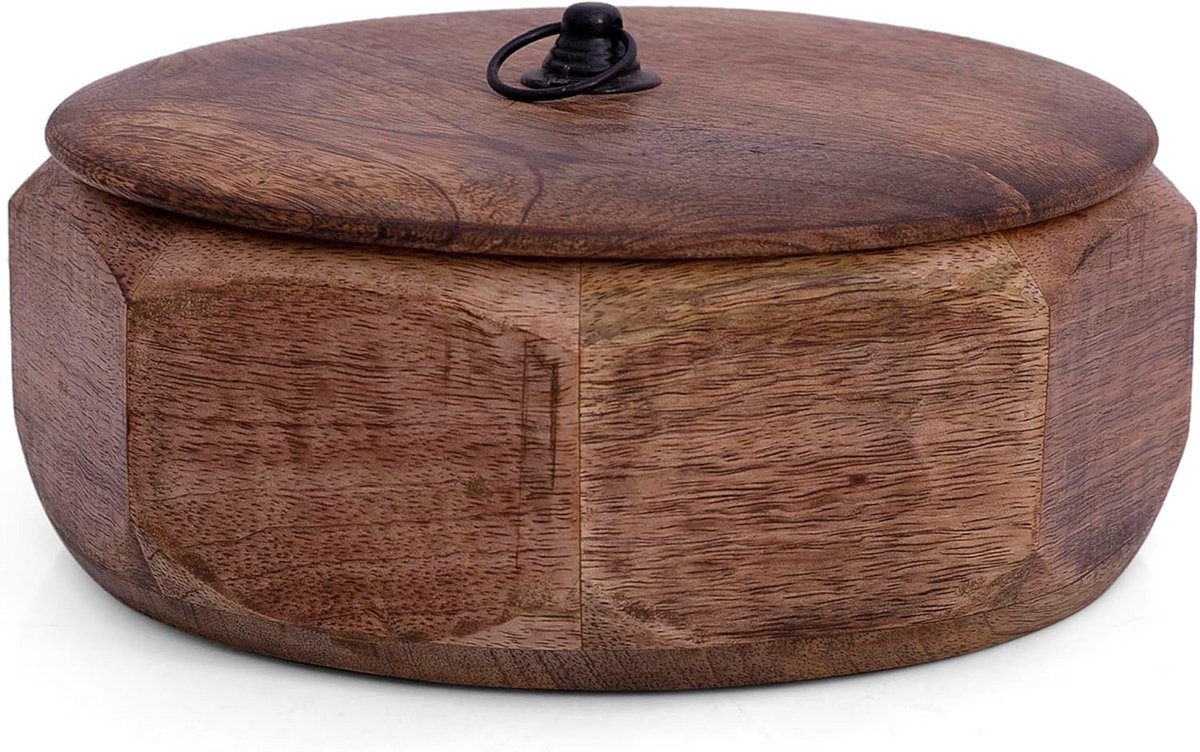 Handgemaakte Houten Warmer voor Tortilla's, Chapati's en Brood met Deksel
