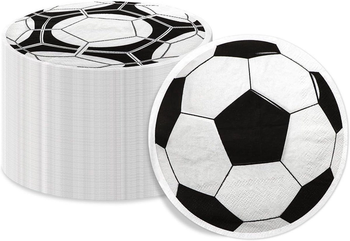100 Voetbalservetten - Feestservetten met Voetbalpatroon voor Kinderfeestjes
