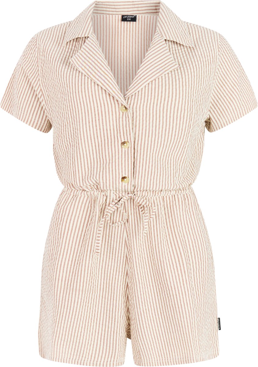 Protest PRTAyko Playsuit Dames Korte mouwen Normale pasvorm Knoopsluiting Bruin