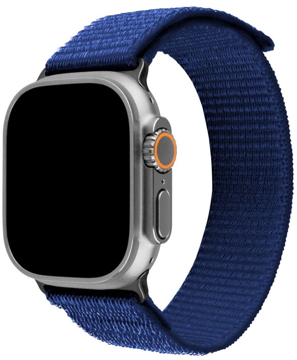 FIXED Nylon Sport Band voor Apple Watch Ultra 49mm / Ultra 2 / Ultra 3 – Ademend Nylon – Klittenbandsluiting – Donkerblauw