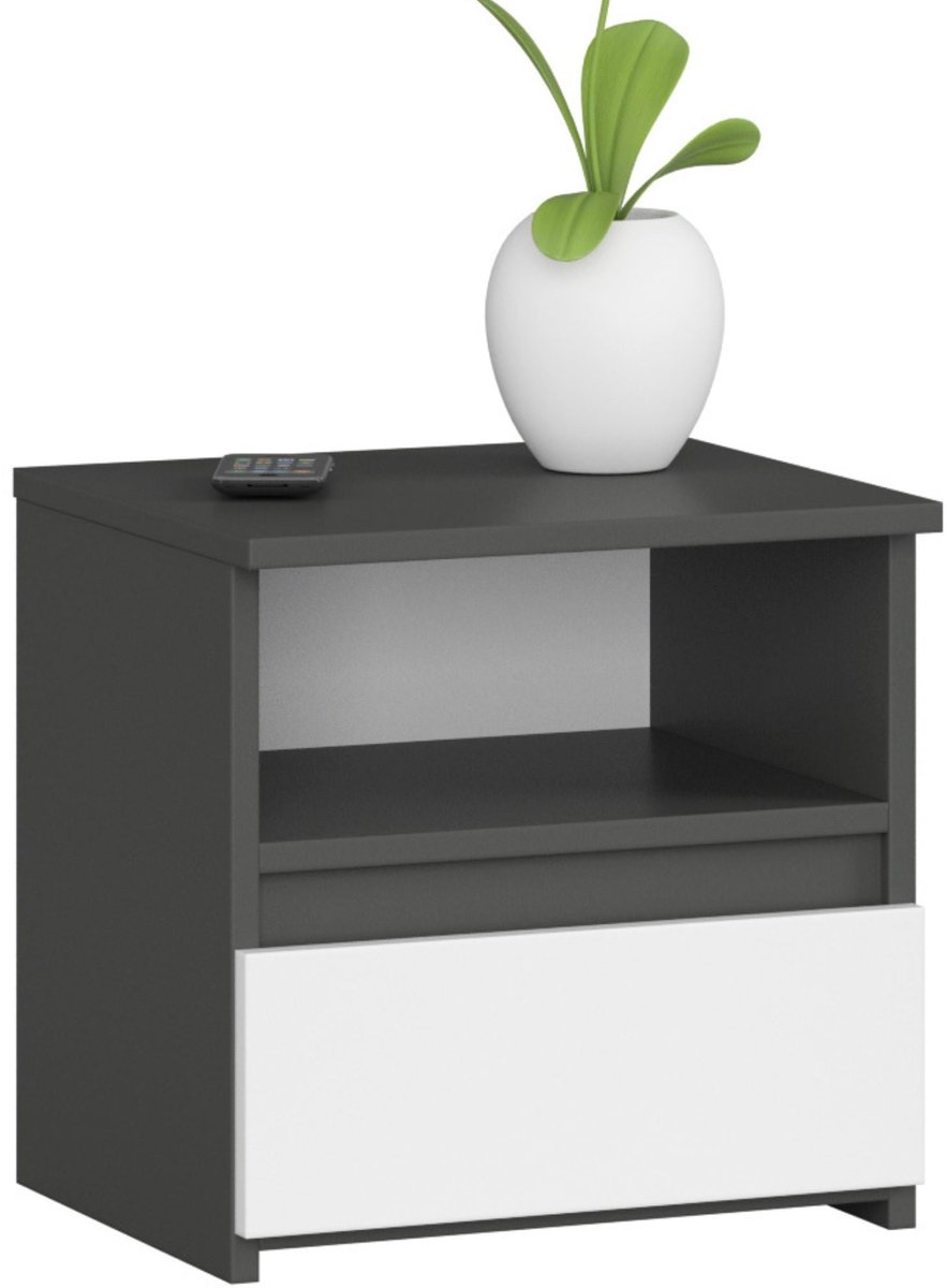 Akord Nachtkastje CL1 met 1 Lade / AKORD Furniture Factory / Grafietgrijs - Wit / 40 x 40 x 35 cm Grafiet Grijs|Wit