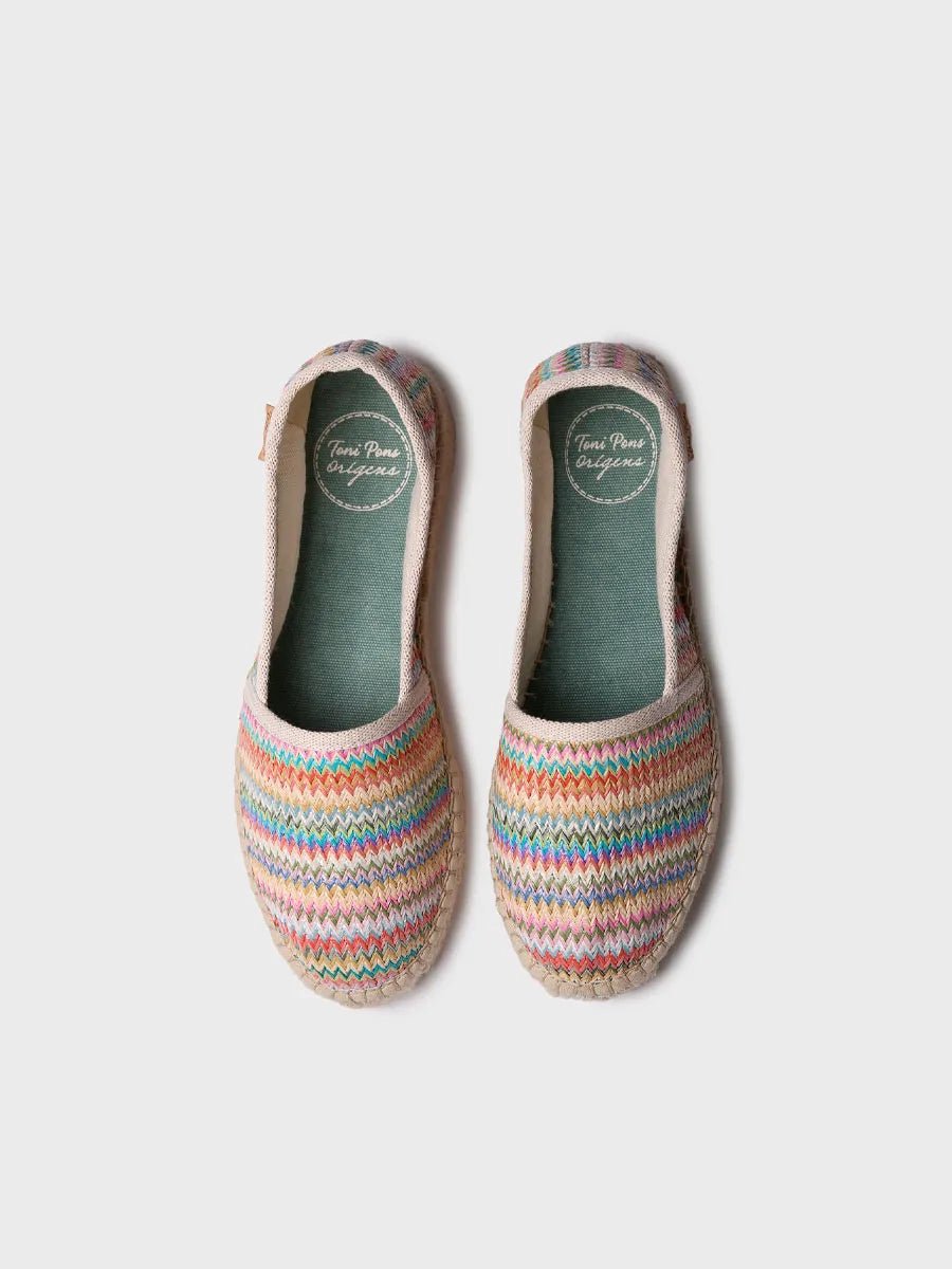 Platte espadrilles voor dames van veelkleurig raffia | ALMA-MH