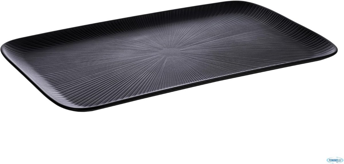 Rechthoekig zwart melamine dienblad professioneel horeca formaat 53x32.5 cm