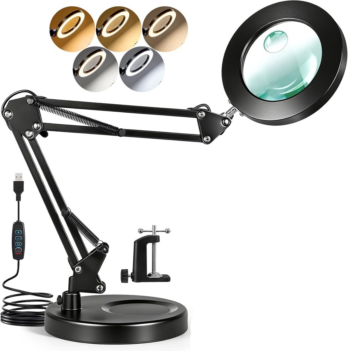 Vergrootglas met Verlichting en Standaard - 10x en 15x Vergroting en Klem