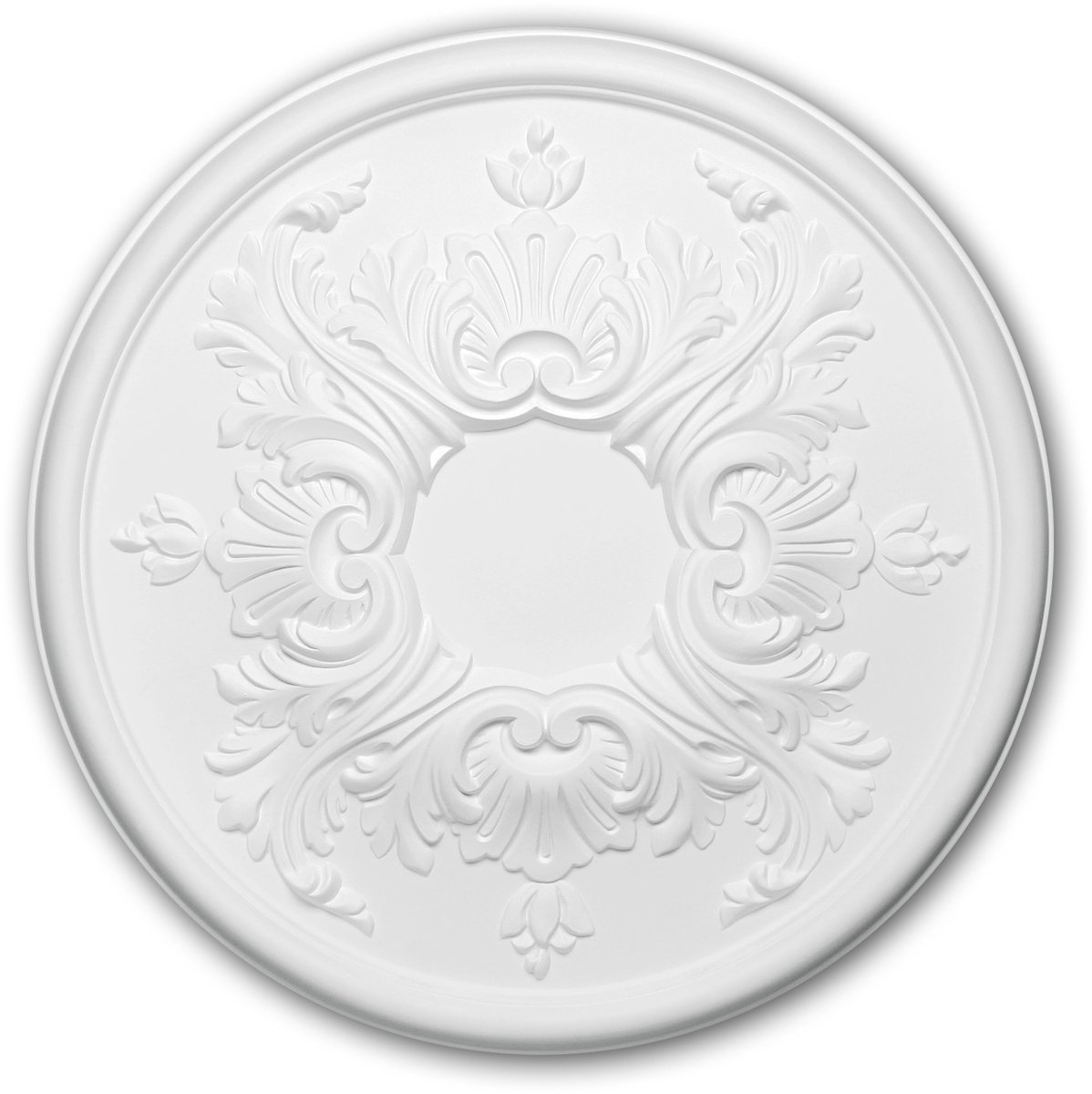 Plafond Rozet 156030 Profhome Sierelement plafond centrum rococo barok stijl wit Ø 39,5 cm