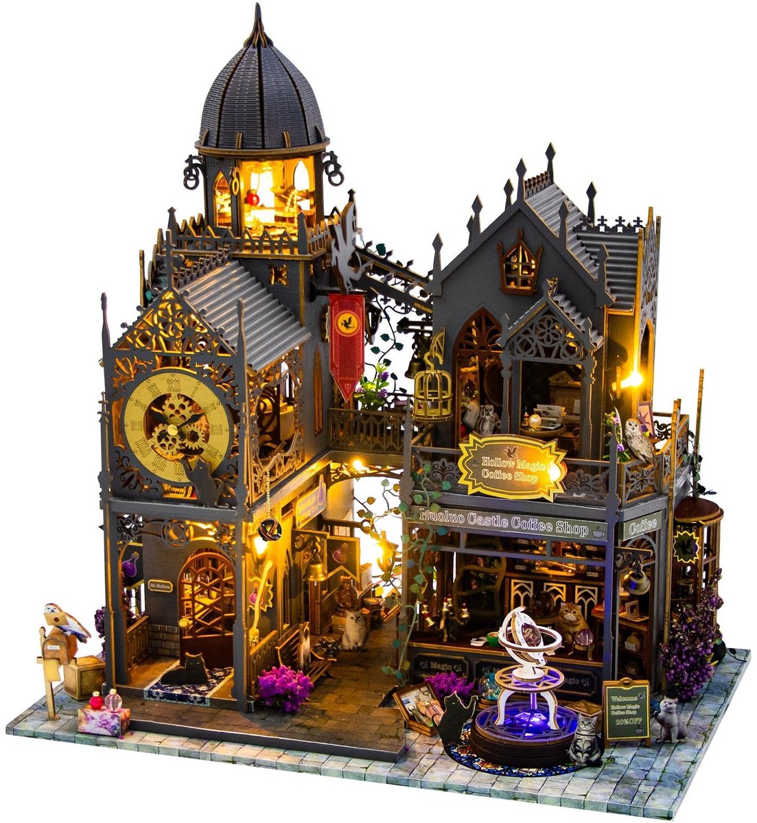 Huoluo Castle - 3D Puzzel met Handleiding - DIY - Miniatuur Modelbouw Hout Kinderen en Volwassenen - Houten bouwpakket - Assemblr