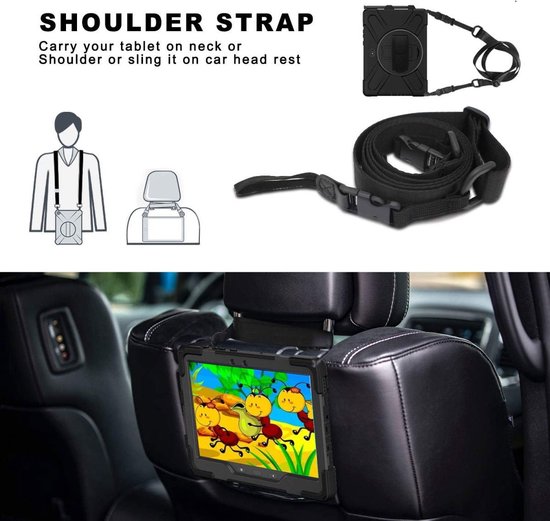 Coque Samsung Galaxy Tab Active4 Pro avec Béquille et Dragonne Zwart