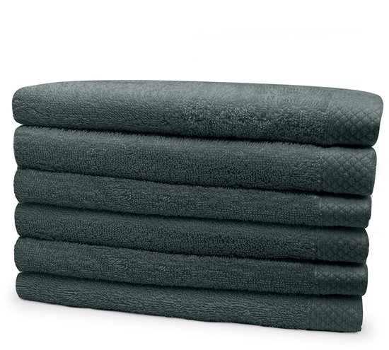 Eleganzzz Handdoeken Set - Set van 6 - Handdoek 60x110cm - 420 gr/m2 - 100% Katoen - olive green
