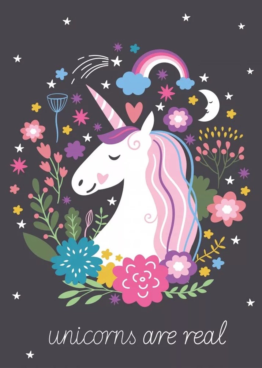 Unicorn fleece deken Unicorns are Real - 100 x 140 cm Multicolor