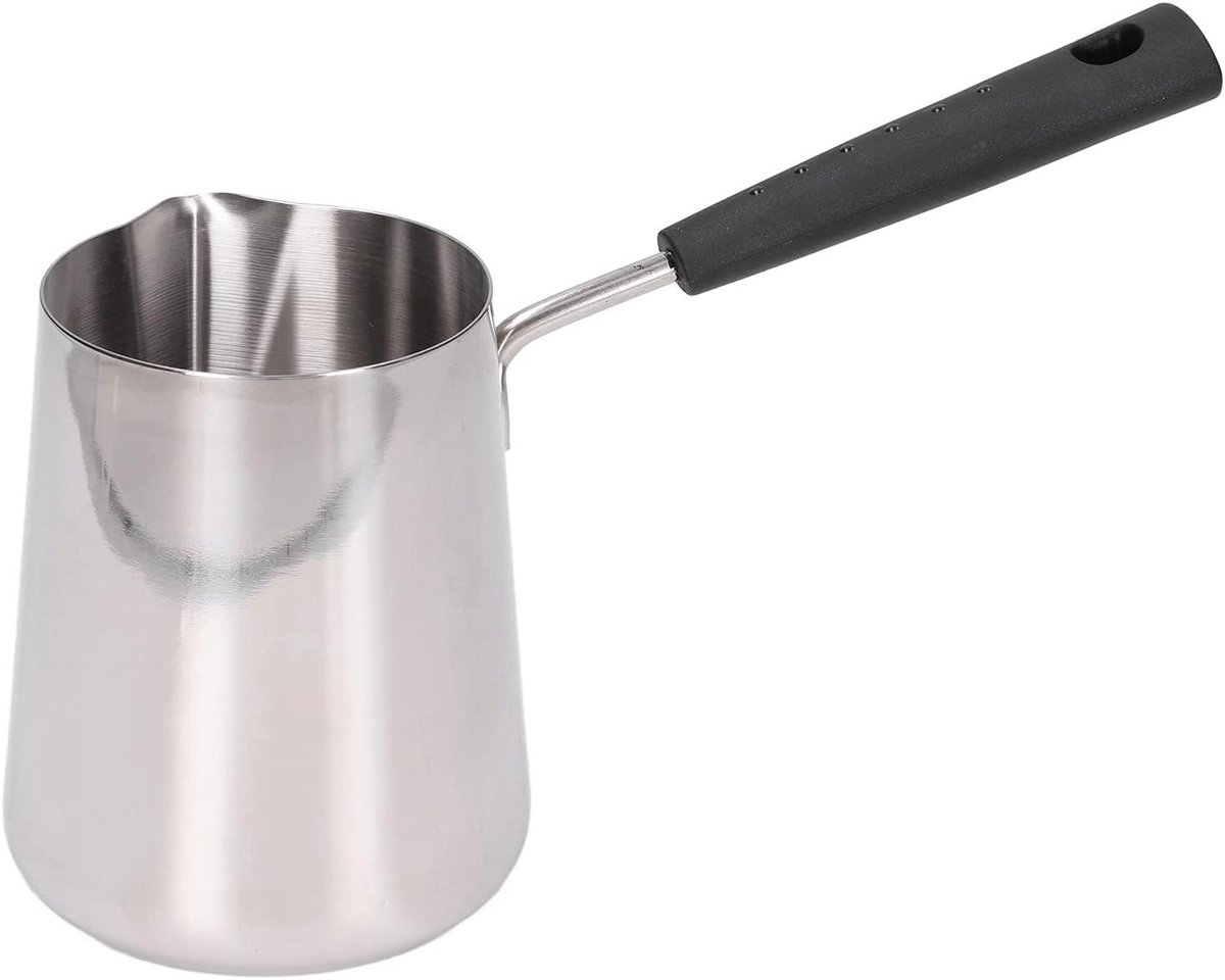 Warmere koffiepot: roestvrijstalen melkverwarmer, 600 ml, glanzend oppervlak.