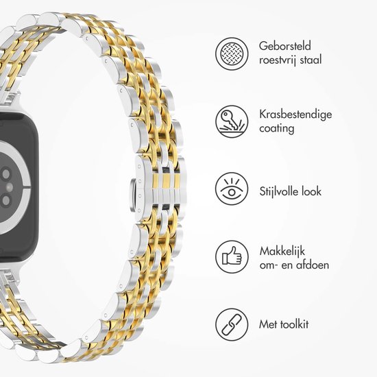Slim Steel schakel bandje - Geschikt voor Apple Watch 1, 2, 3, 4, 5, 6, 7, 8, 9, 10, 11 (42 mm), SE - 38/40/41 mm - Zilver