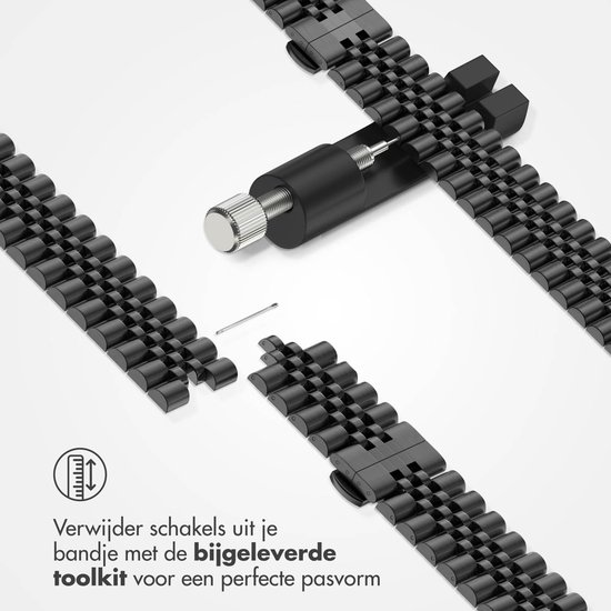stalen bandje - Geschikt voor Apple Watch 1, 2, 3, 4, 5, 6, 7, 8, 9, 10, 11 (42 mm), SE - 38/40/41 mm - Zwart