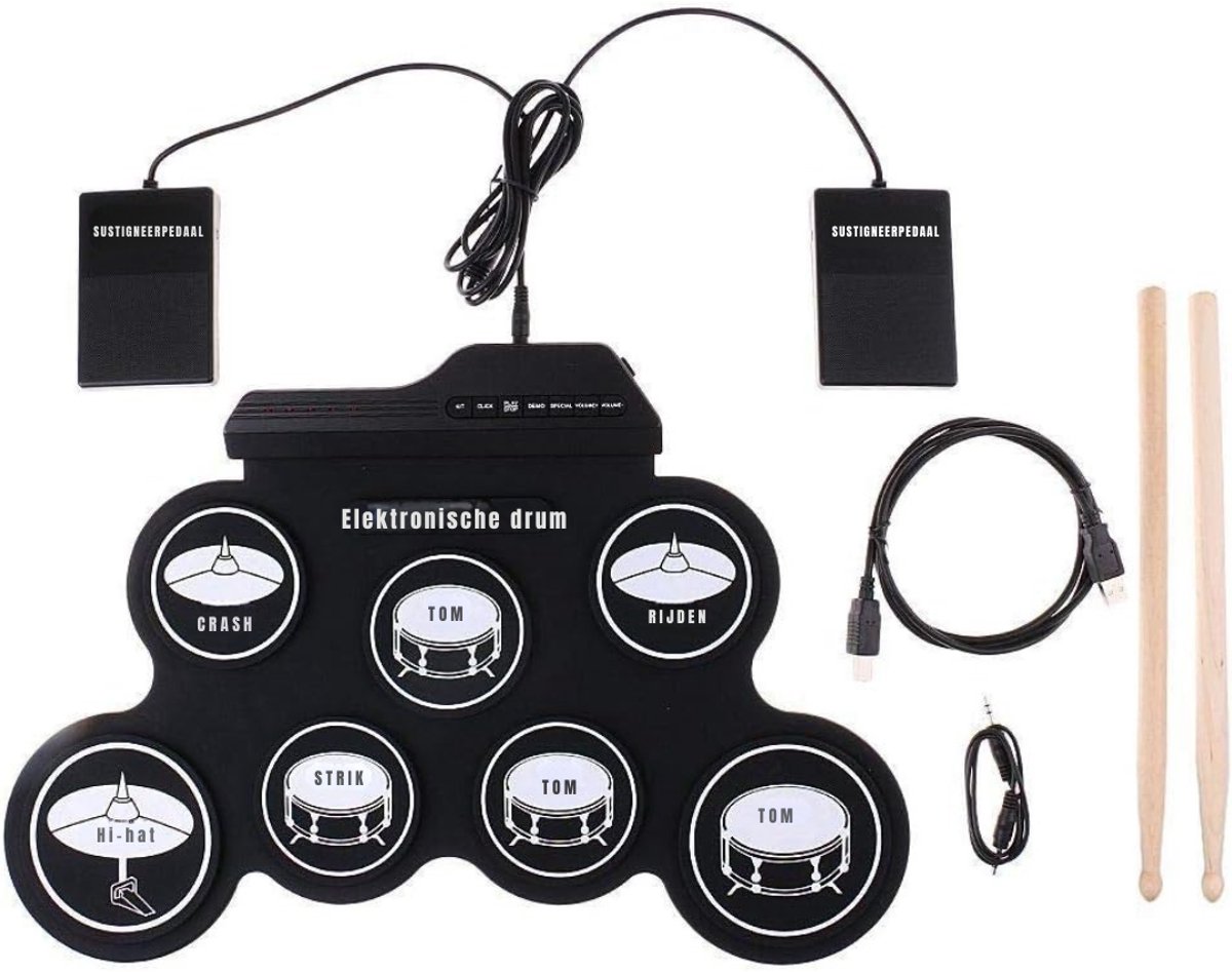 Florixa® Elektrisch Drumstel - Drumstel Voor Kinderen - Drumstel -Zwart- 43cmx 16cmx 7cm