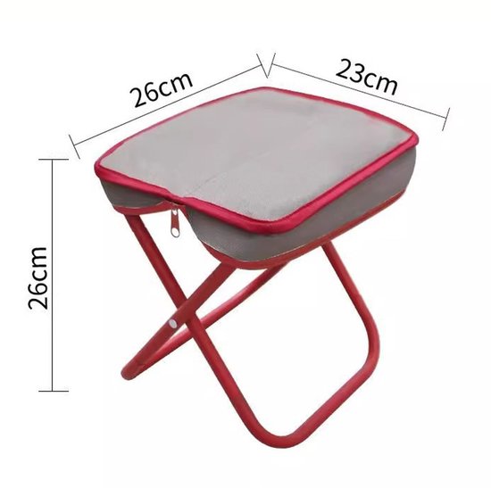 Campingkrukje - Opvouwbare buitenstoel - Mini campingkrukje - Krukje - Opvouwbaar - Gemakkelijk op te bergen - 26*26*23 cm - Oxfordstof - Geschikt voor kamperen, wandelen, vissen, tuinieren en andere buitenactiviteiten - Wit, Rood — afbeelding 2