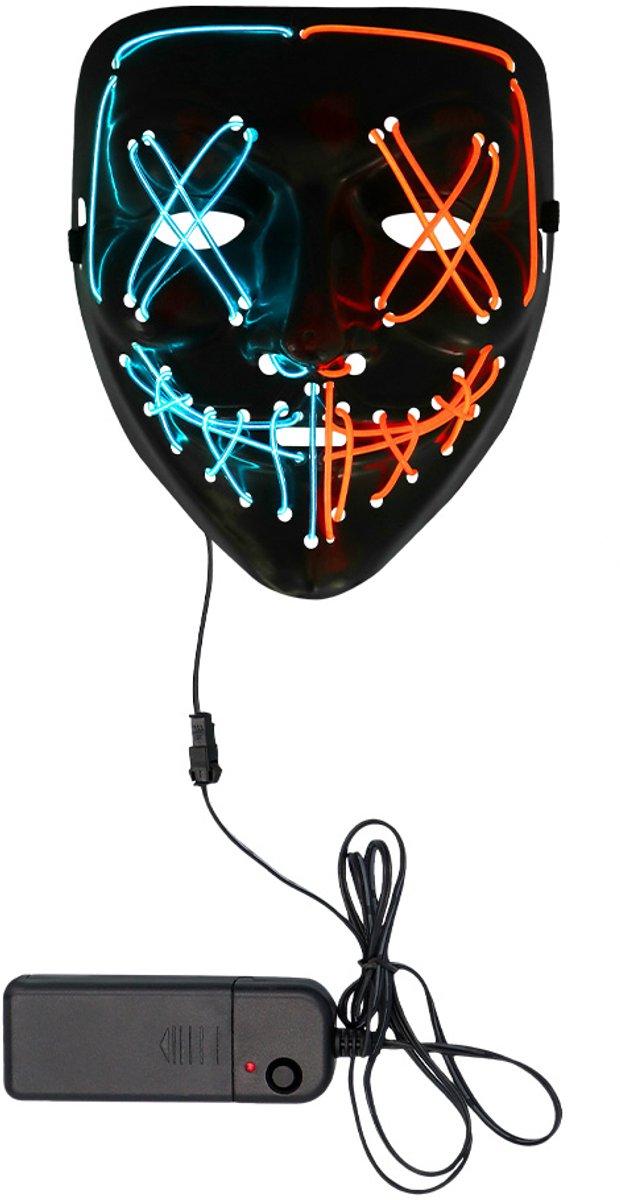 Boland - LED masker Killer smile duo Zwart - Volwassenen - Monster - Verkleedaccessoire - Cosplay
