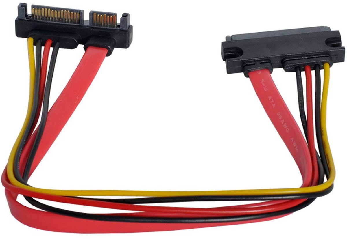 Rechthoekige SATA 3.0 22 Pin Verlengkabel voor Data en Stroom 30 cm
