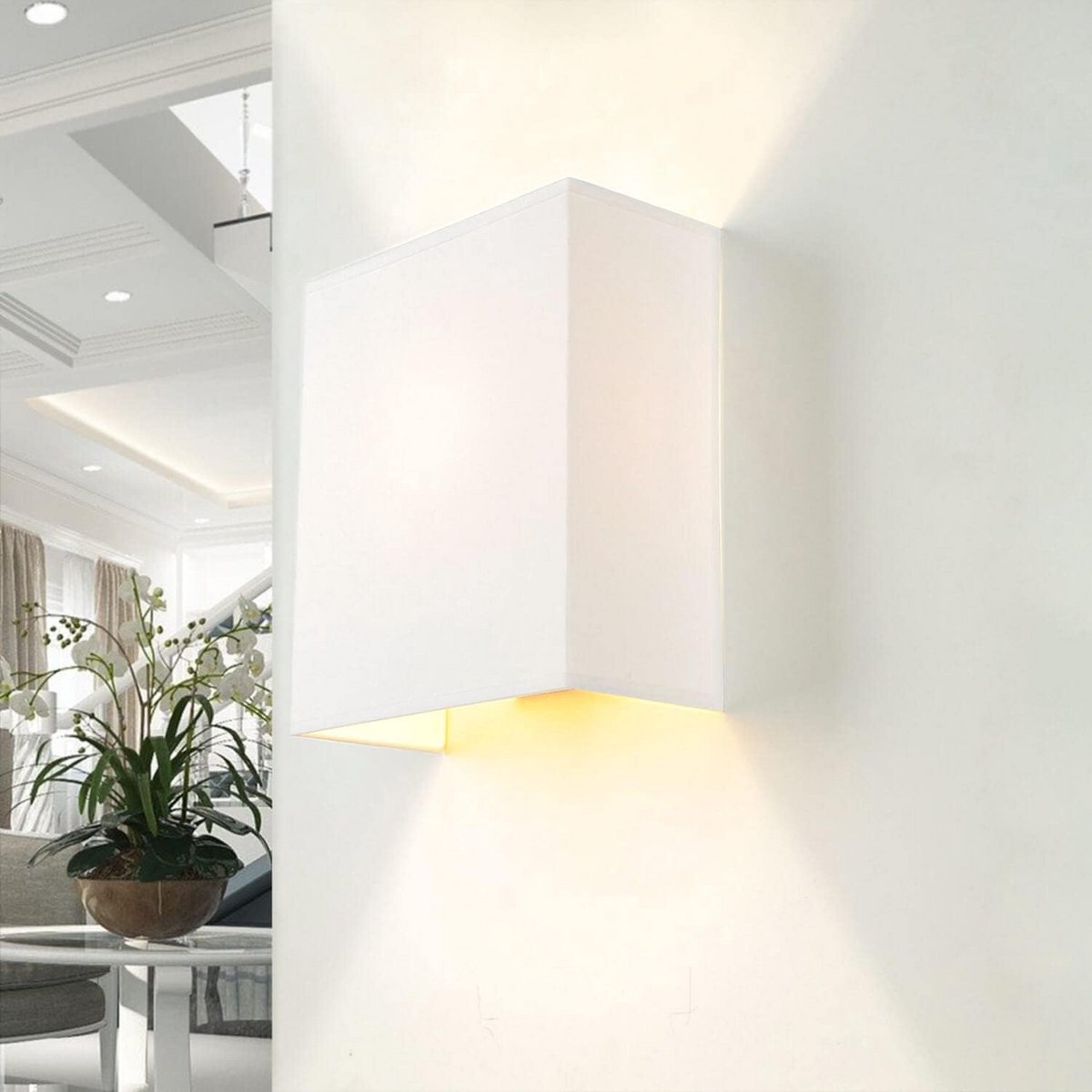 Wandlamp Stof Wit E27 - Moderne Wandverlichting voor Woonkamer en Slaapkamer