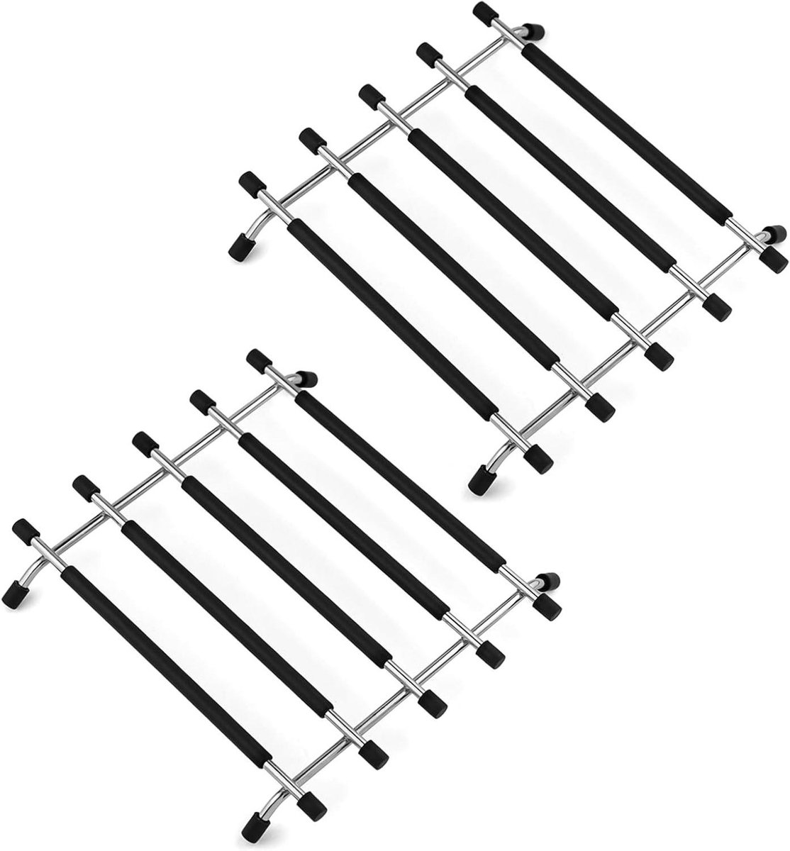 Trivets voor keukenwerkbladen - set van 2 stuks - zwart - roestvrij staal - antislip basis.