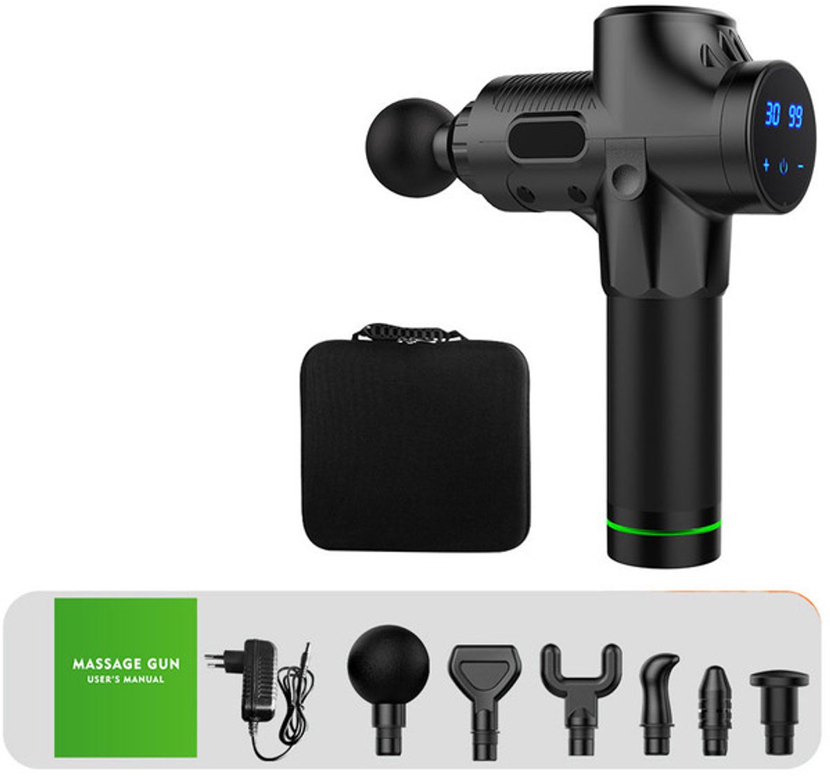 massage gun - massage apparaat - spiermassager - mini-massager - elektrische massager - zwart - ABS