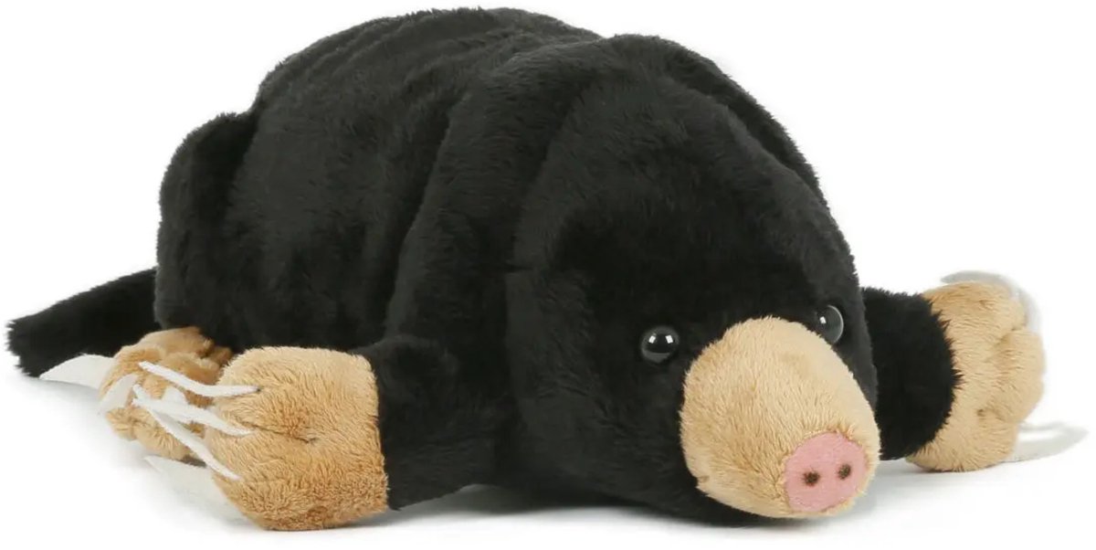 Semo knuffel Mol - zwart - 23 cm - liggend - pluche - Mollen knuffeldier
