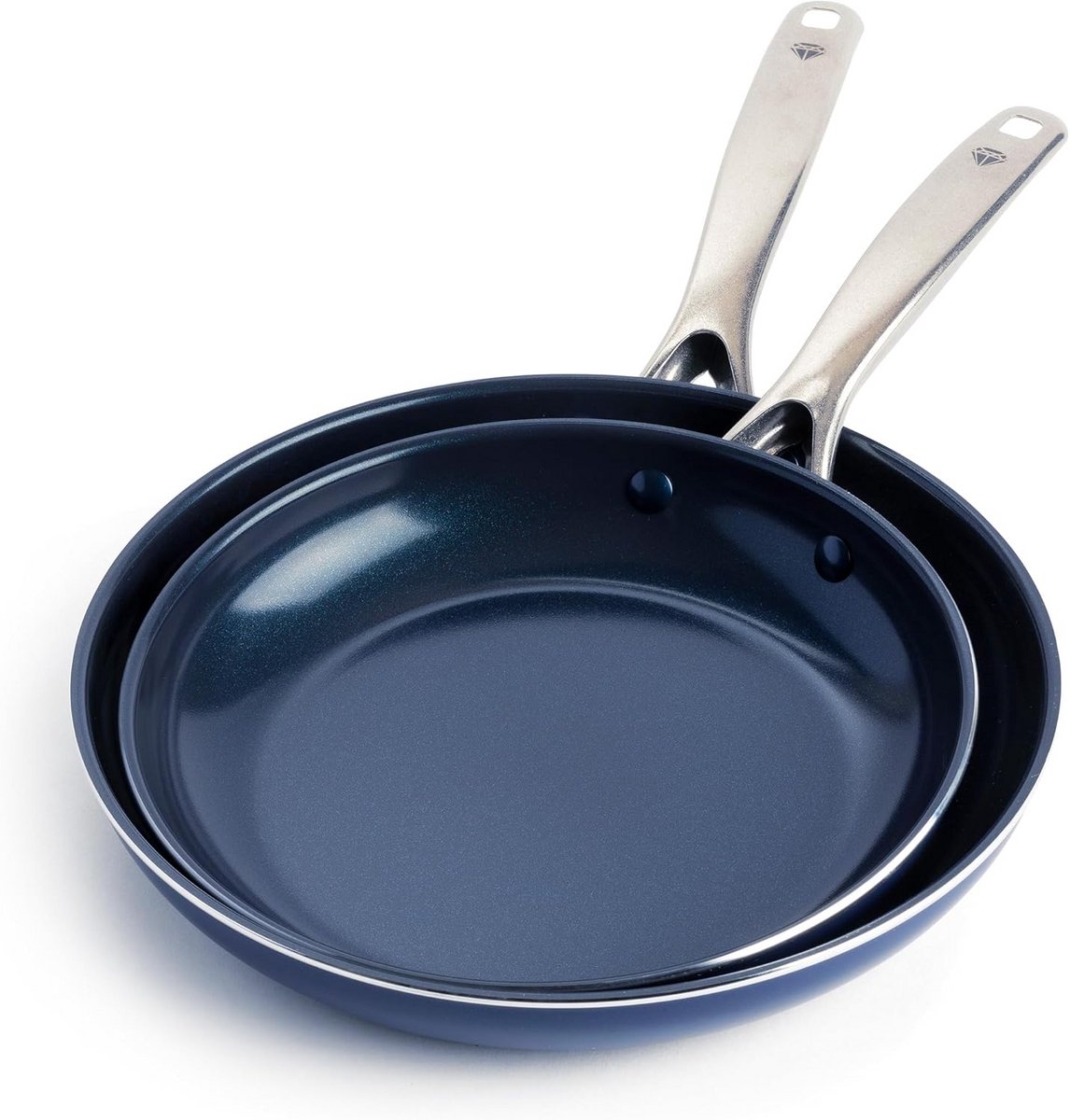 Set van 2 Koekenpannen 24cm en 28cm met Diamantversterkte Keramische Antiaanbaklaag