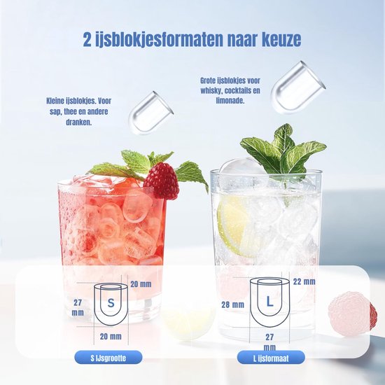 DnA® Ijsblokjesmachine - Ijsblokjesmachine Crushed Ice - Ijsblokjes Machine - Ijsblokjesmakers - Ijsmachine - Wit - 23cm x 29cm x 30cm van Merkloos — afbeelding 4