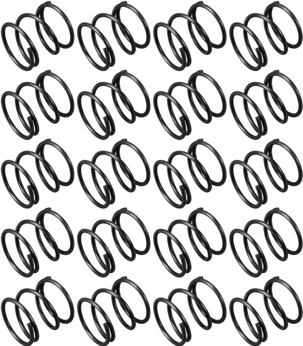 20 Stuks Drukveren Spiraalveren Zwart - 1.2mm Kabel, 15mm Buiten Diameter