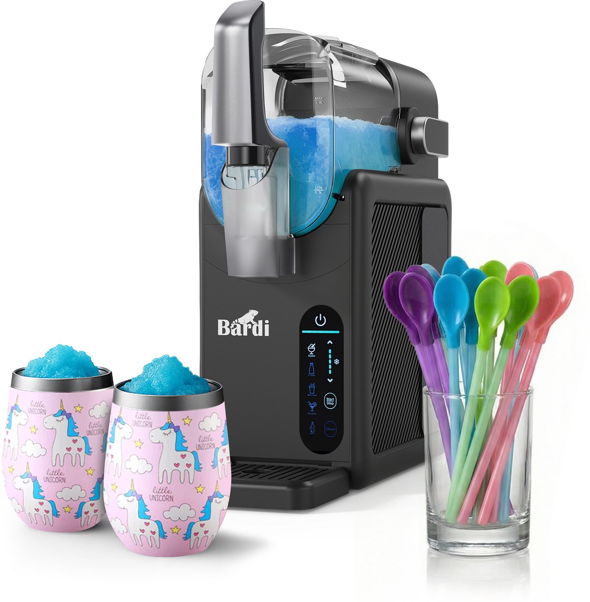 Bardi Slushmachine grijs met set cups Unicorn