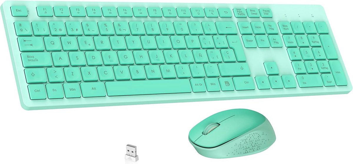 Ergonomisch Draadloos Toetsenbord en Muis Set QWERTY Volledige Grootte met Numeriek Pad
