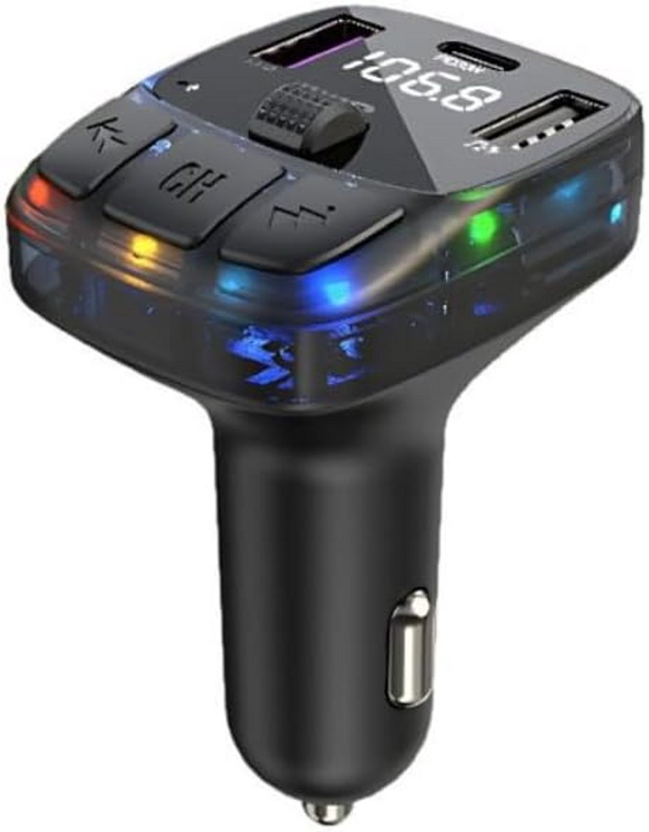 Bluetooth FM Zender met PD & QC 3.0 Oplader voor Auto - Handsfree en Muziek