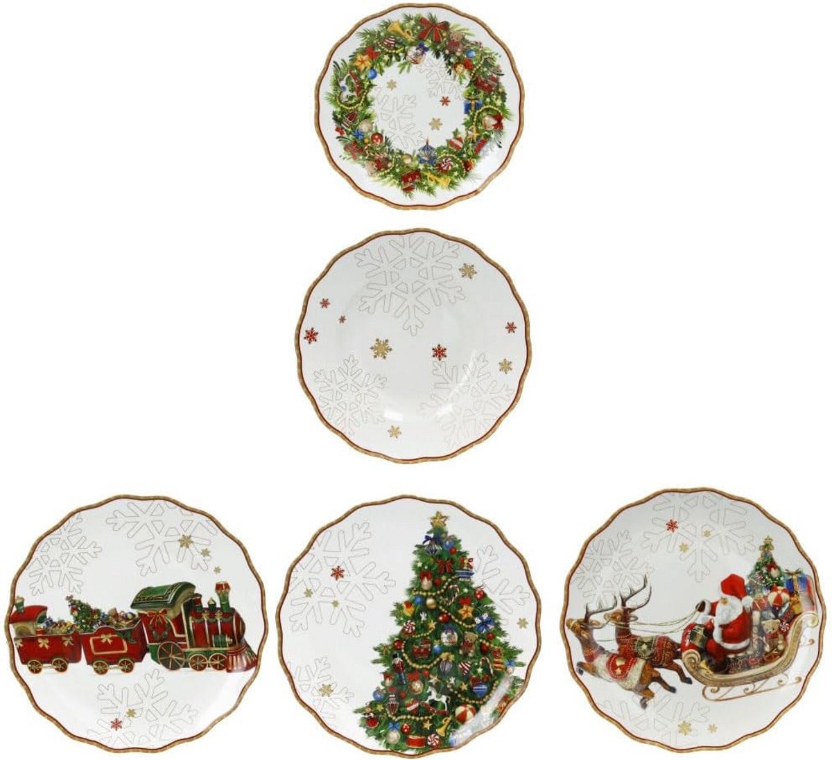 18-delige Porseleinen Servies Set met Kerstprints