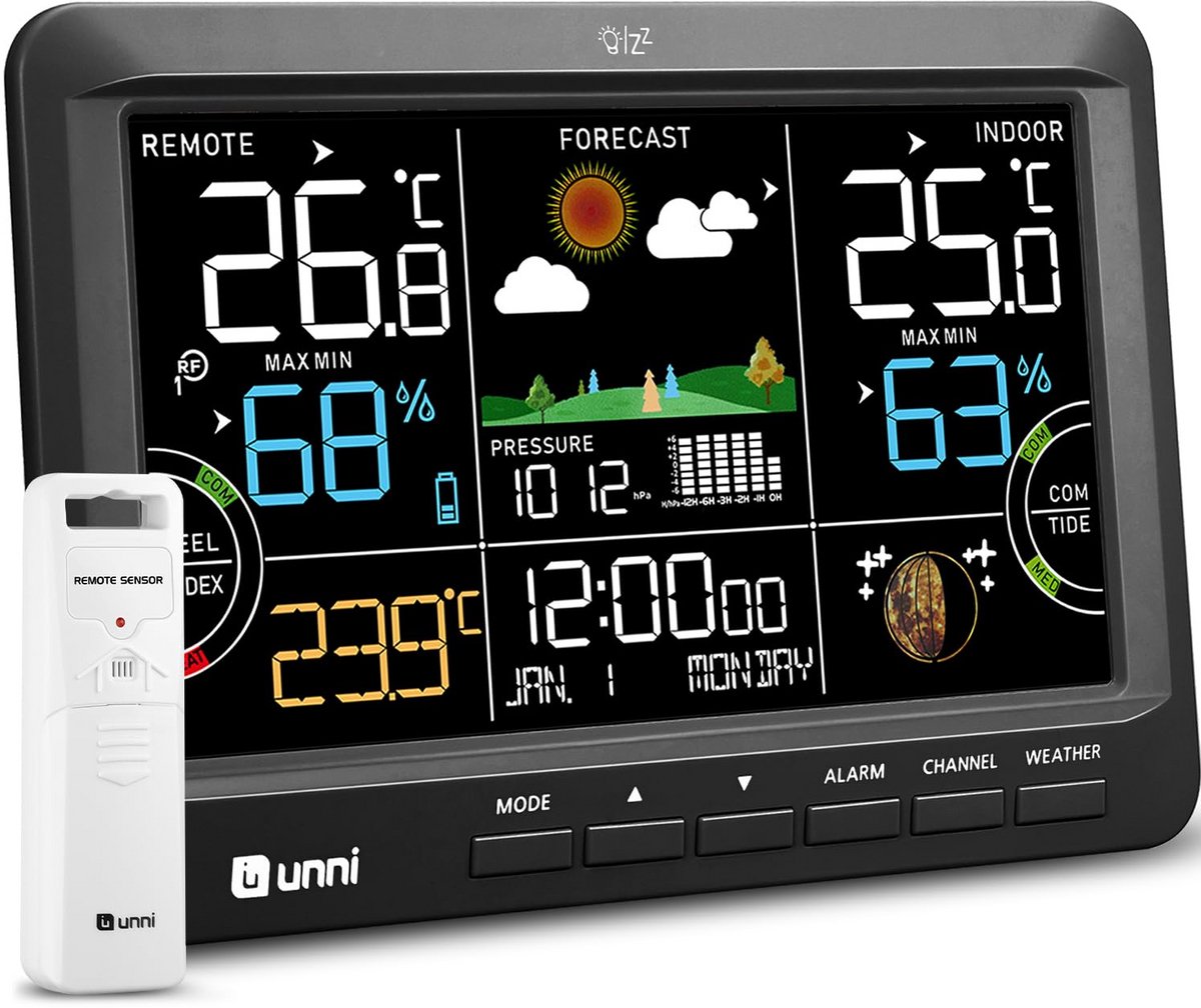 Draadloos Weerstation met Buiten Sensor, Radio Klok en Weersvoorspelling