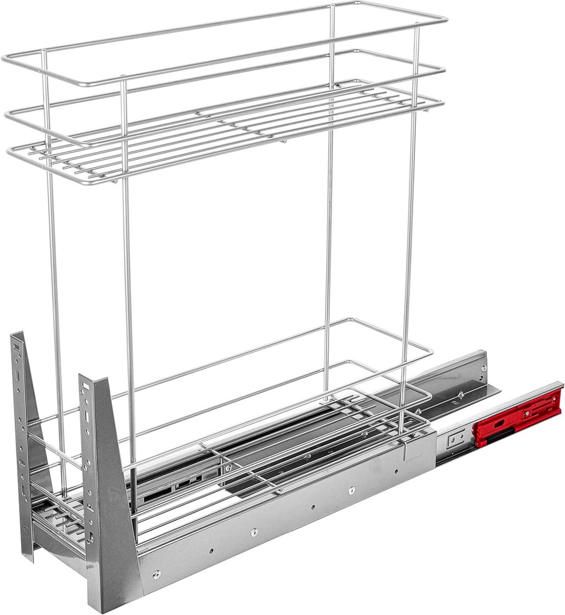 Uitschuifbare Kastmand met Dubbele Laag en Soft Close voor Smalle Kasten (20 cm Breed)