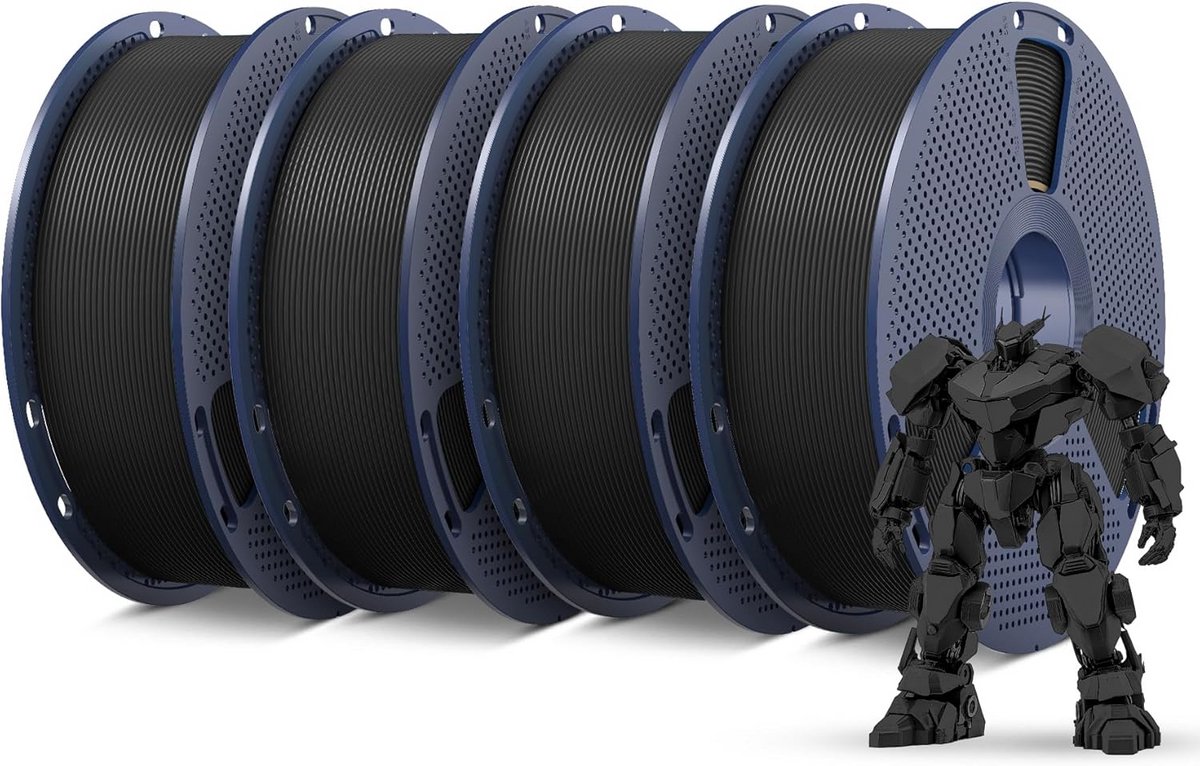 PETG Filament 1.75 mm Zwart 4 kg Set voor 3D Printer