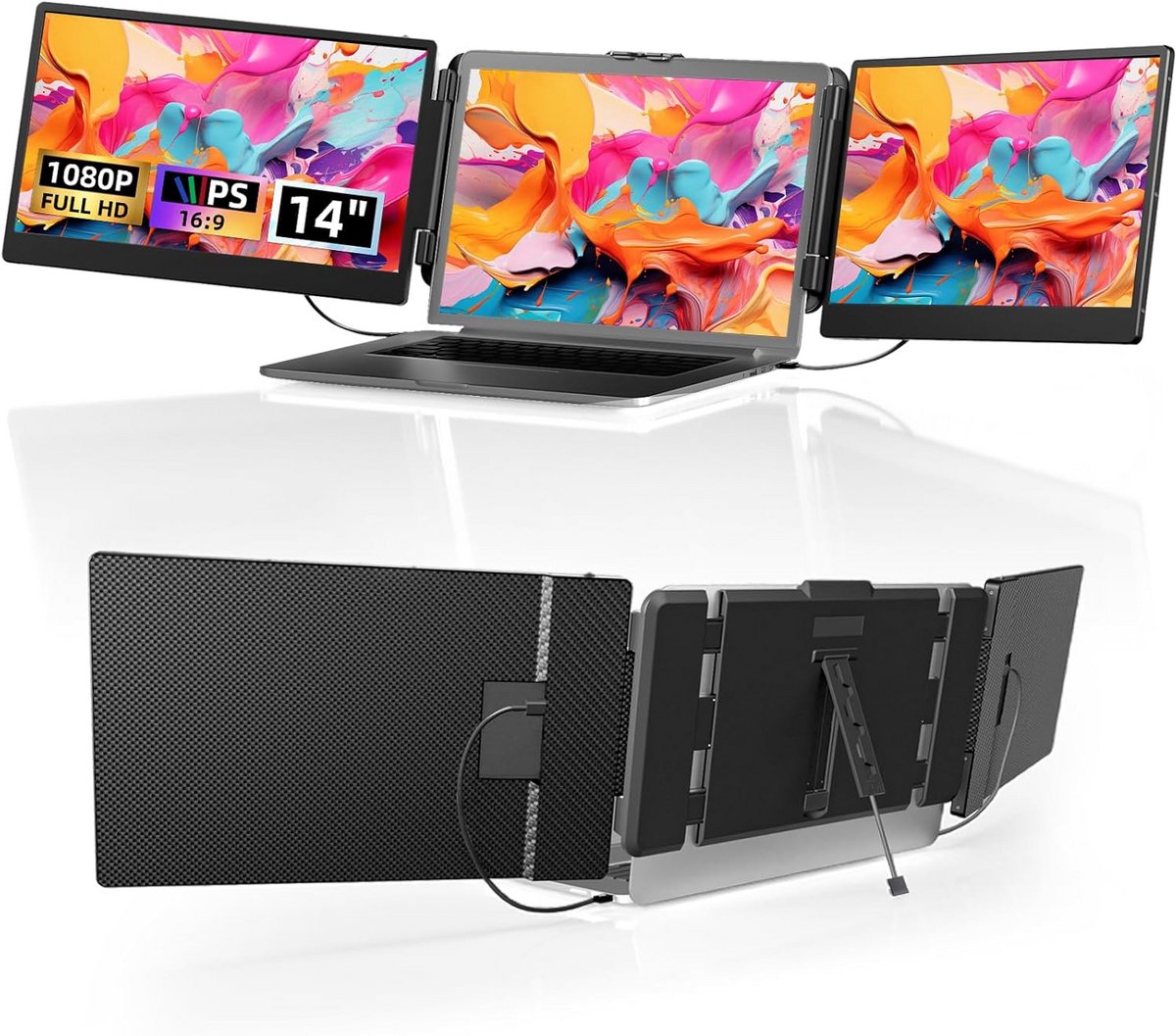 Uitbreidbaar Laptop Scherm 14 inch FHD Dual Monitor voor 13,3-17 inch Laptops