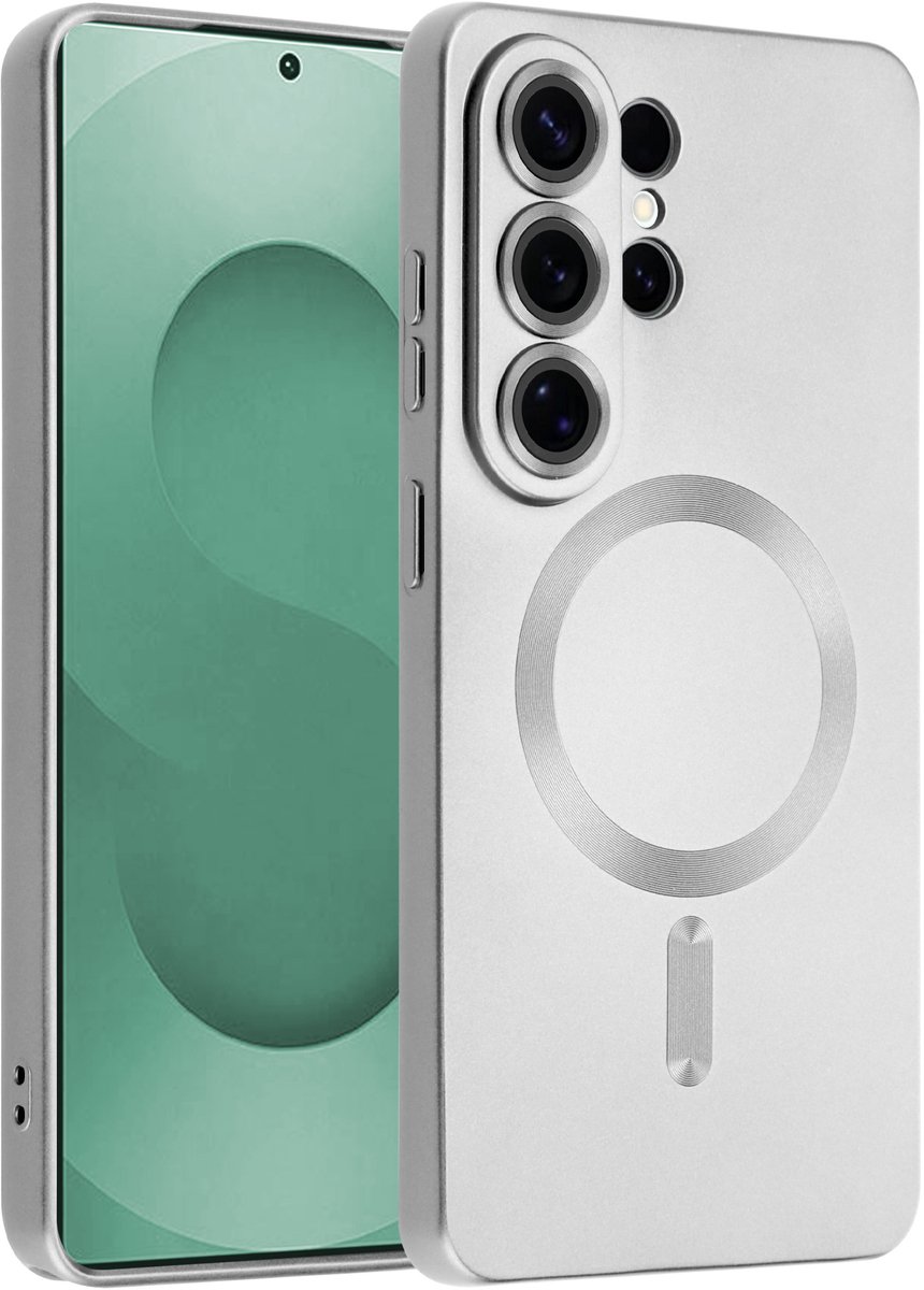 ShieldCase MagSafe Hoesje - Geschikt voor Samsung Galaxy S26 Ultra - Lens Protectie - Zilver